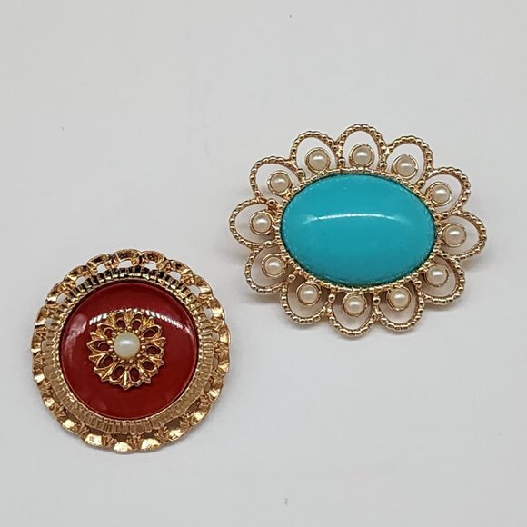 Sarah Coventry Westminster Brooch & Oval Blue Cabochon Brooch Lot of 2 Vintage - Picture 1 of 10